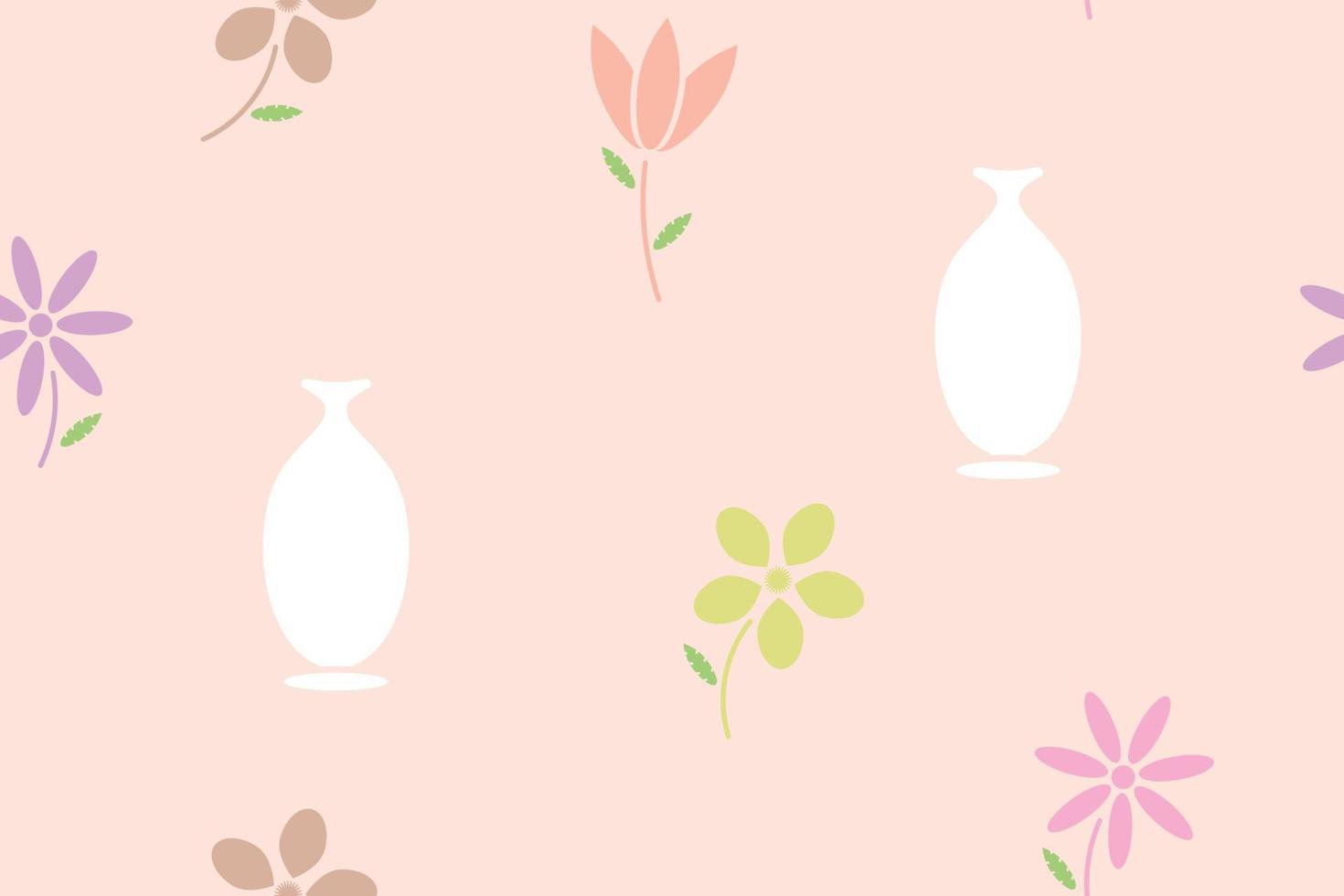 nahtloses Muster. Blumen und Vase, Pastellfarbe. Vektor, Abbildung. vektor