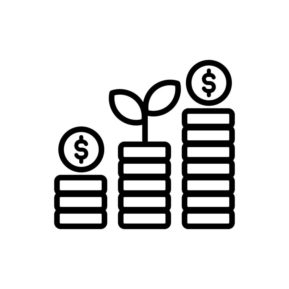 investeringar ikon. en växt på stapel av mynt vektor