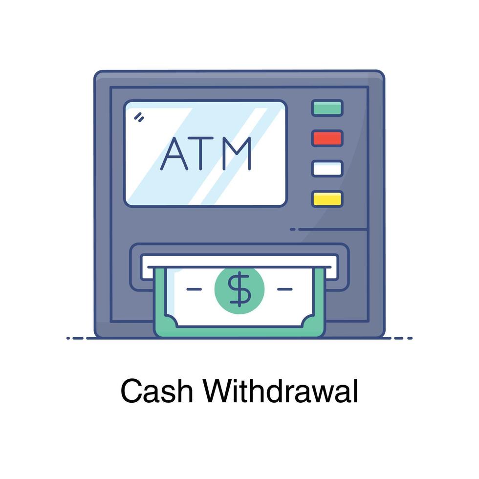 ikon för kontantuttag i redigerbar platt design vektor