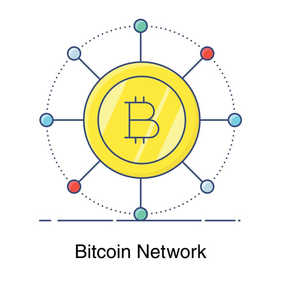 platt vektordesign av bitcoin nätverksikon vektor