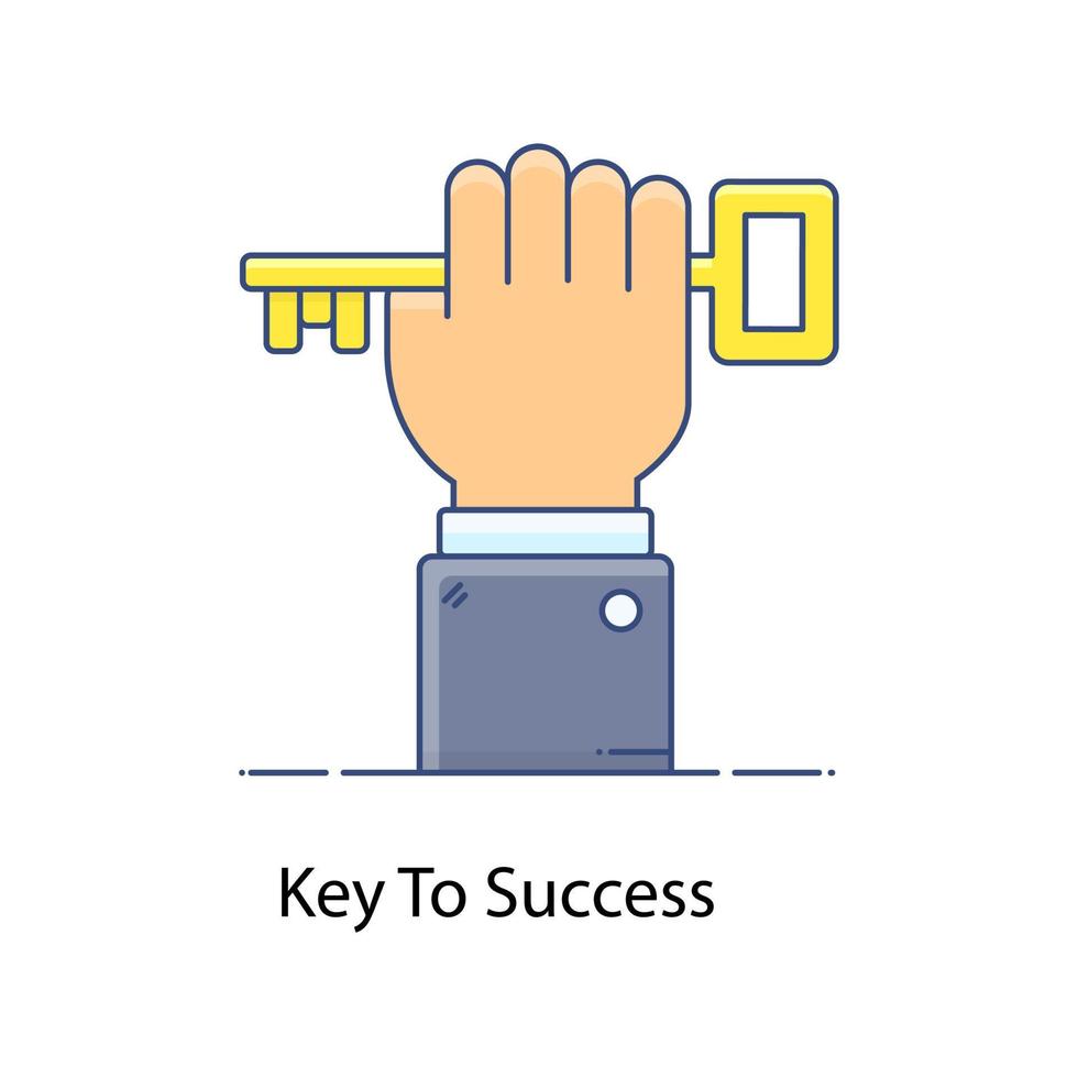 Hand mit Schlüssel, trendige Ikone des Schlüssels zum Erfolg vektor