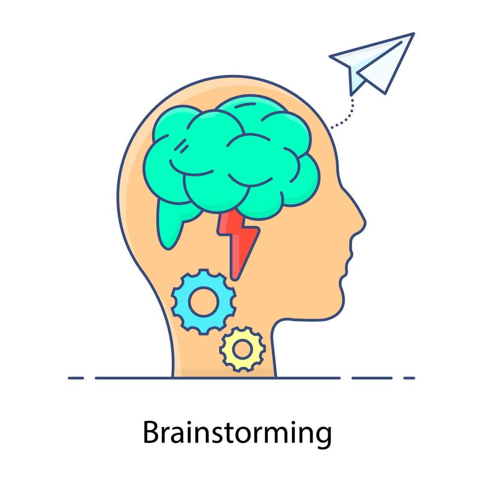 lösa ett problem med brainstorming redigerbar platt vektor