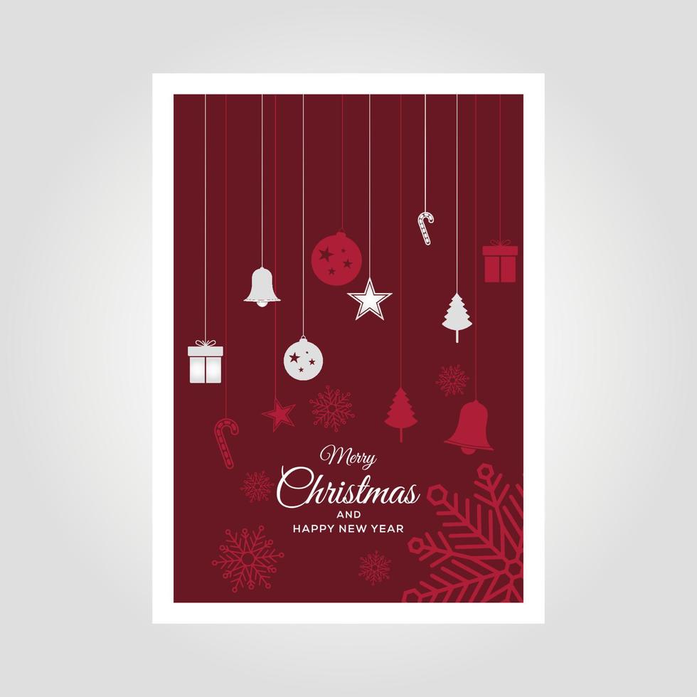 Frohe Weihnachten und ein glückliches neues Jahr roter Hintergrund, Weihnachtsdekoration Kartendesign. vektor