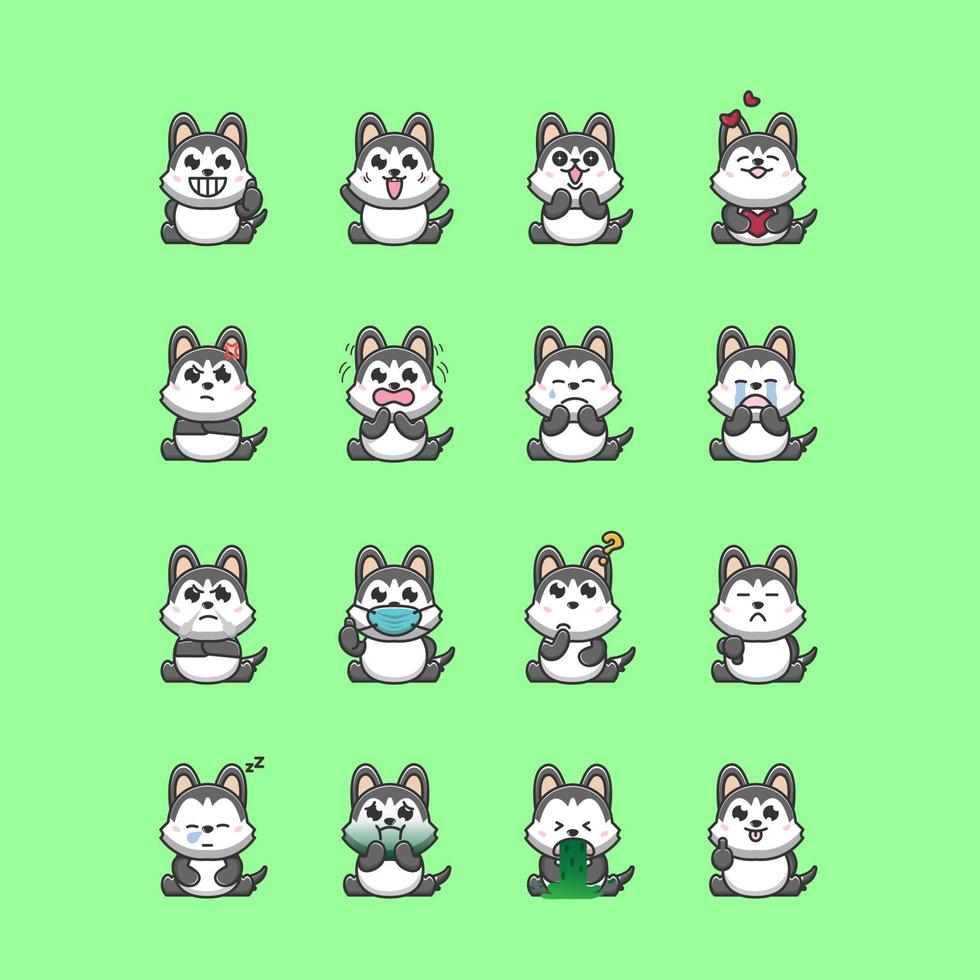 süßer Hund Siberian Husky Emoticon Ausdruck vektor