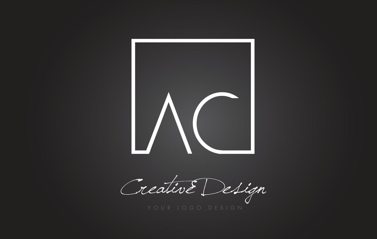 ac Square Frame Letter Logo Design mit schwarzen und weißen Farben. vektor