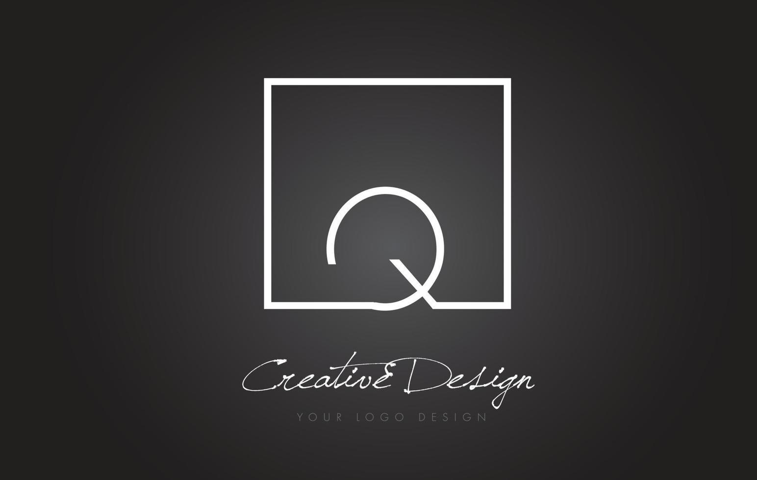 q Quadratisches Rahmen-Brief-Logo-Design mit schwarzen und weißen Farben. vektor