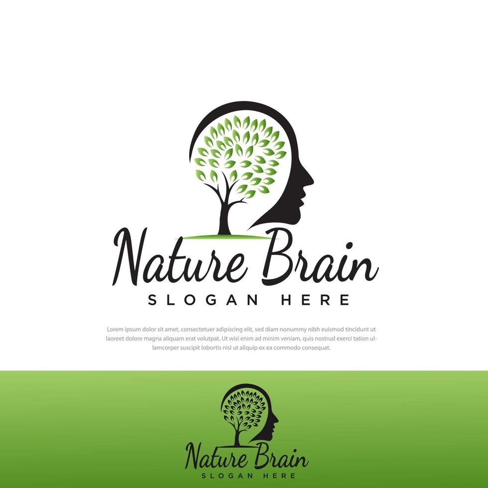 Gehirngesundheitsbaum Logo-Design, Vorlage, Symbol, Symbol, Geist, Natur, Bildung, abstrakt vektor