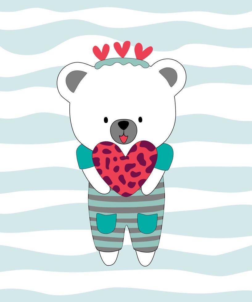 vektor illustration samling av söta små björnar designade med doodle stil i alla hjärtans tema