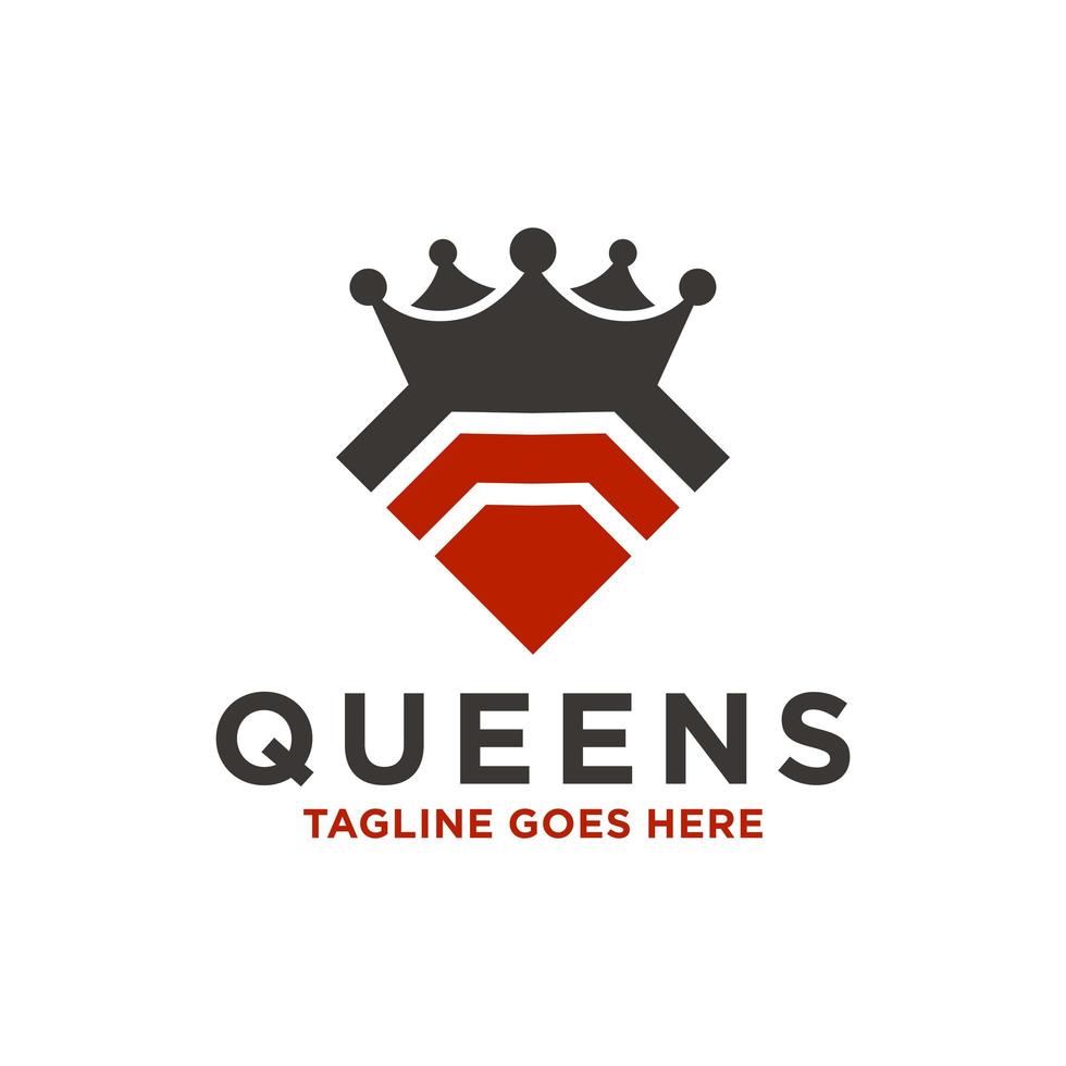 modern queen crown logotyp vektor