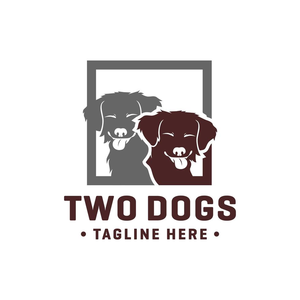 logotyp för två djurhuvuden för hundar vektor