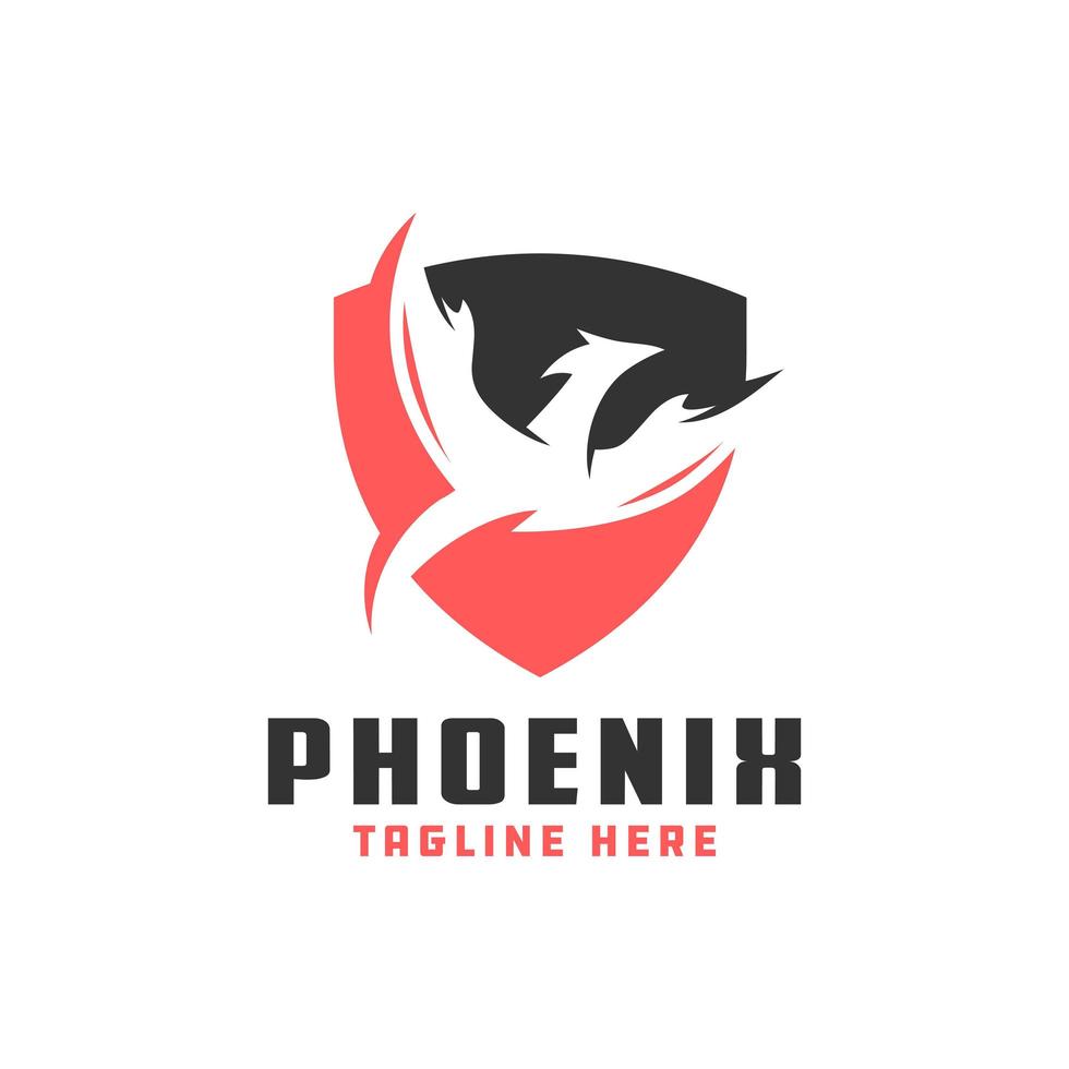 phoenix fågelsköld logotyp vektor