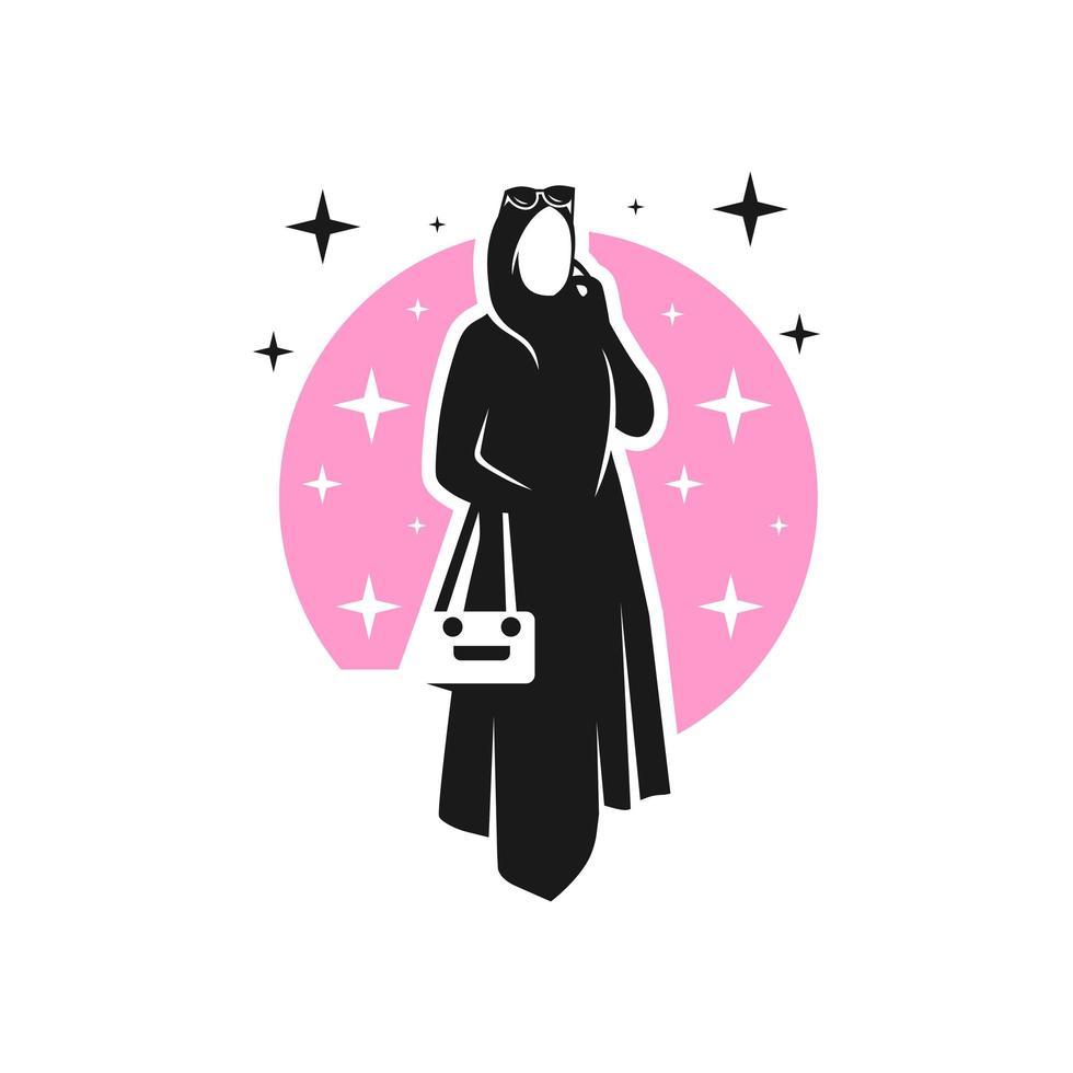 kvinnlig hijab mode logotyp design vektor
