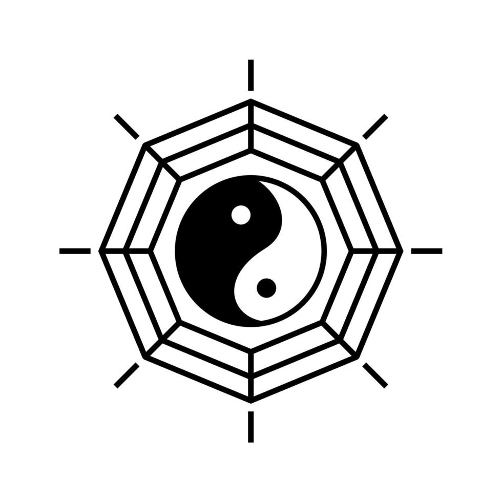 Yin yang symbol för kinesisk filosofi beskriver hur motsatta och motsatta krafter kan vara komplementära, sammankopplade och beroende av varandra. svart och vit illustration på vit bakgrund. vektor