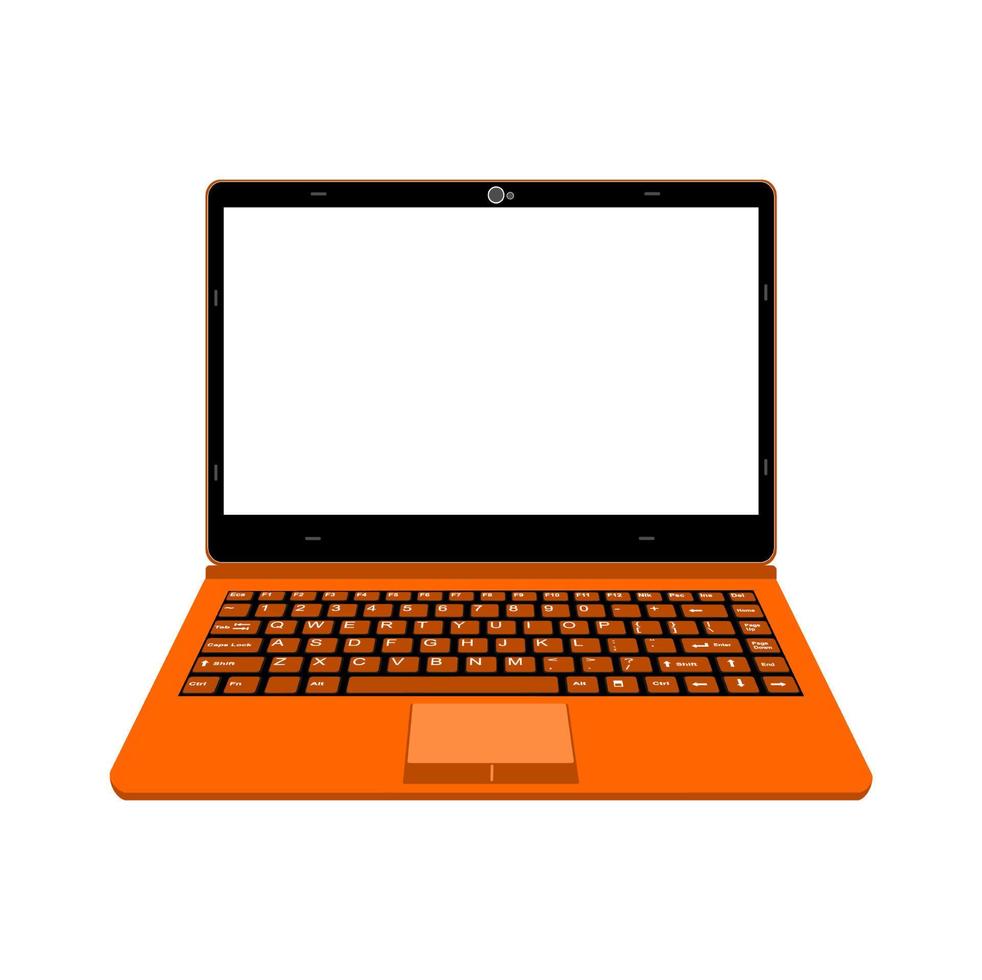 realistische Laptop-Vektorillustration in schwarzer und oranger Farbe vektor