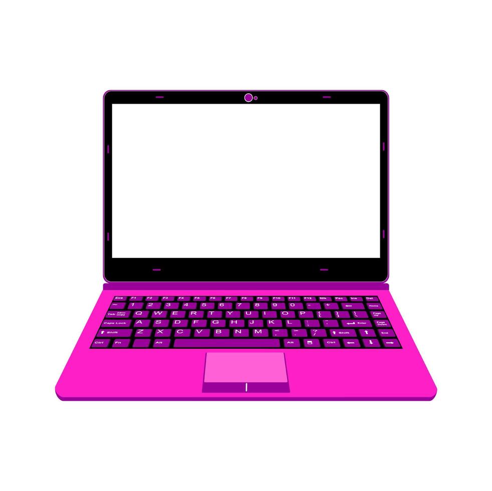 realistisk laptop vektorillustration i rosa och lila färg vektor