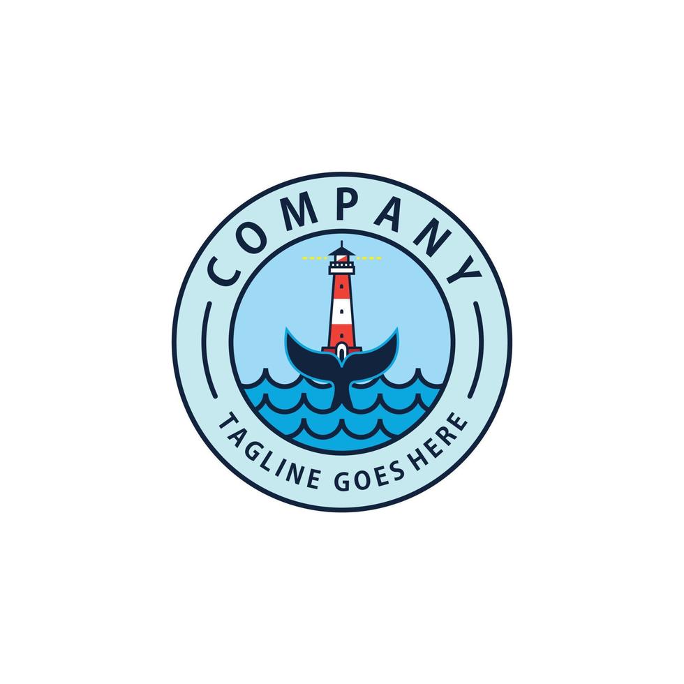 Leuchtturm Kombination Schwanz im Meer Logo Design Inspiration vektor