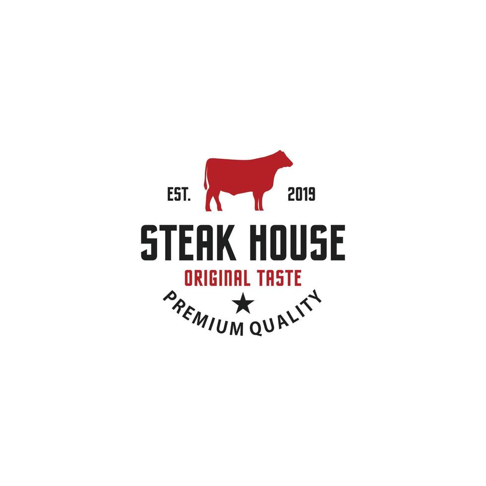 Steakhouse Kuh Logo Design flach isoliert Grafik Vektor