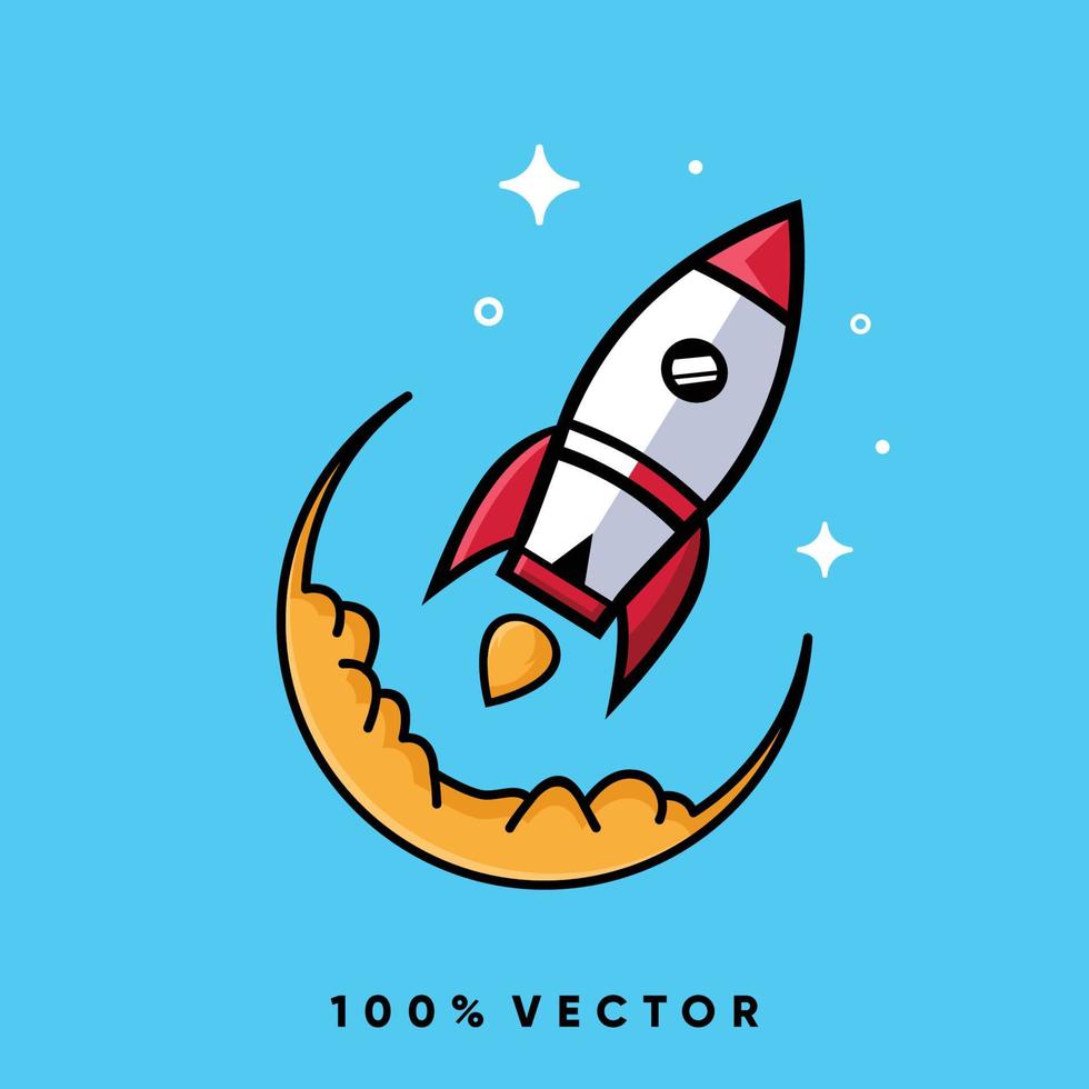 Raketenstart-Cartoon-Symbol-Vektor-Illustration vektor