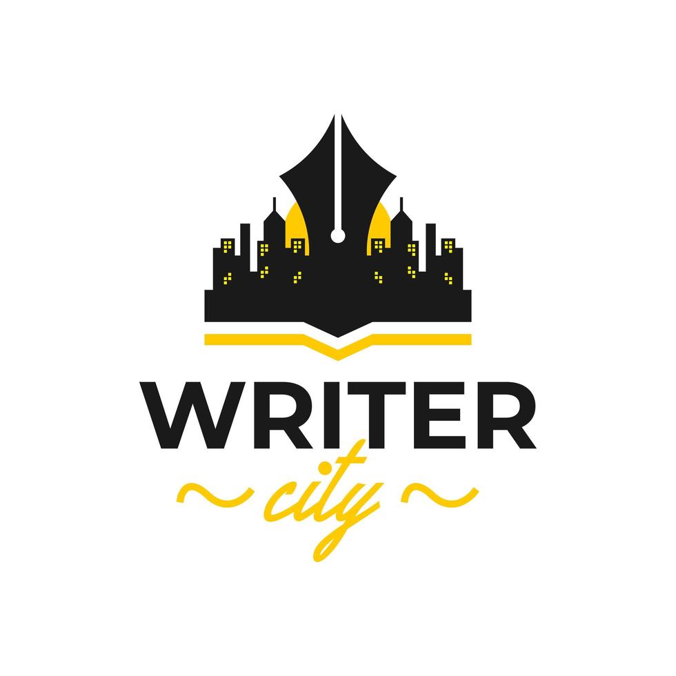 Schriftsteller Stadt Illustration Logo-Design vektor