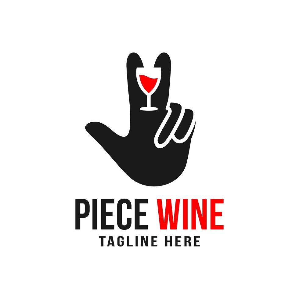 Wein trinken Hand Illustration Logo vektor