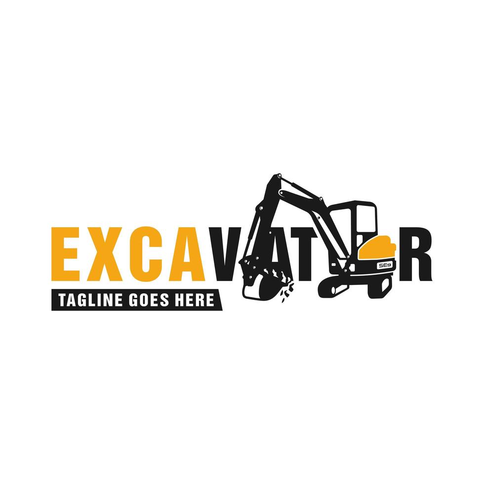 Bagger schweres Gerät Illustration Logo vektor