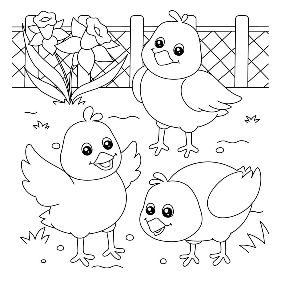 kycklingar målarbok för barn vektor