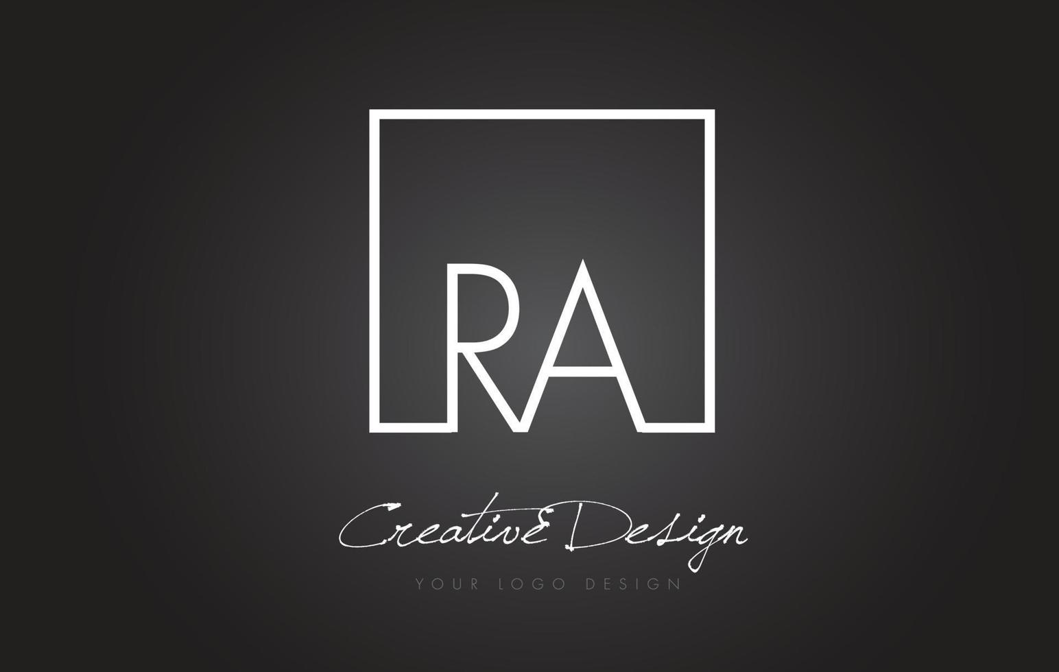 ra Square Frame Letter Logo Design mit schwarzen und weißen Farben. vektor