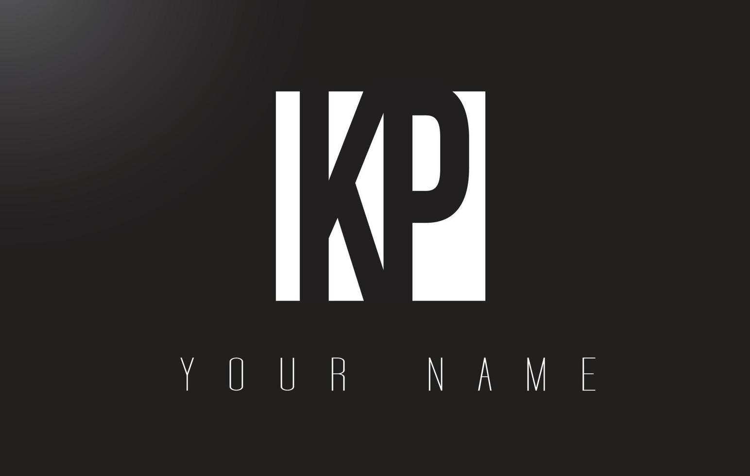 kp-Brief-Logo mit schwarz-weißem Negativraumdesign. vektor