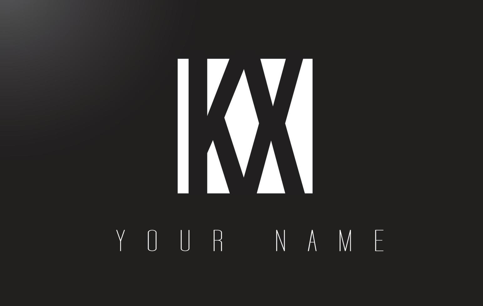 kx-Brief-Logo mit schwarz-weißem Negativraumdesign. vektor