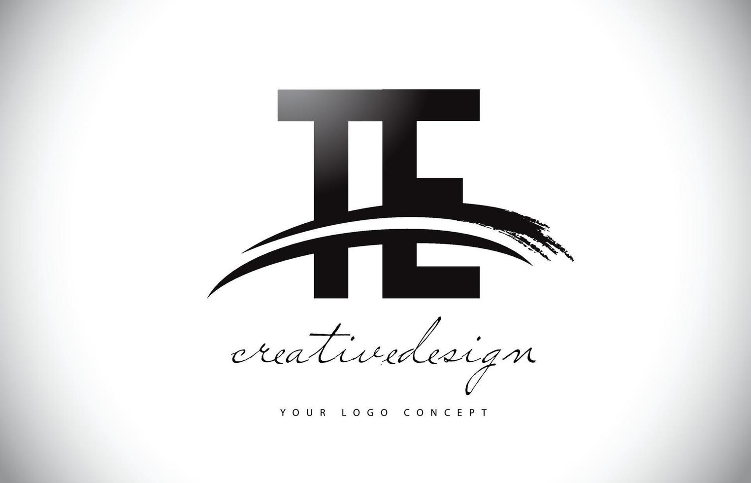 Te-te-Brief-Logo-Design mit Swoosh und schwarzem Pinselstrich. vektor