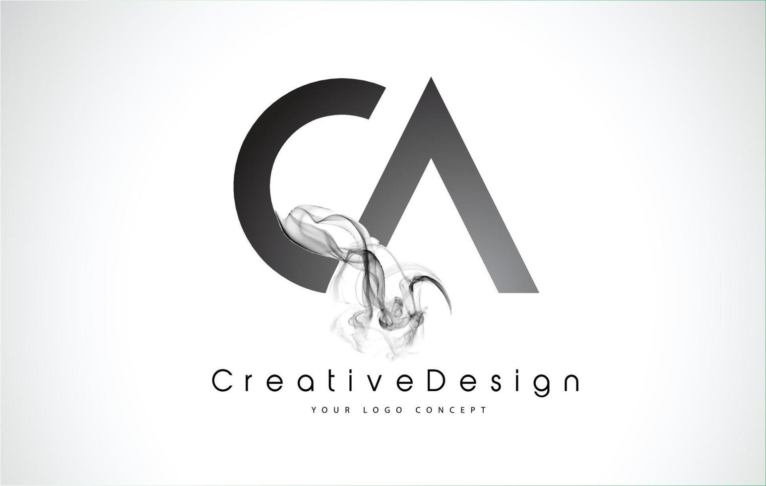 ca-Brief-Logo-Design mit schwarzem Rauch. vektor