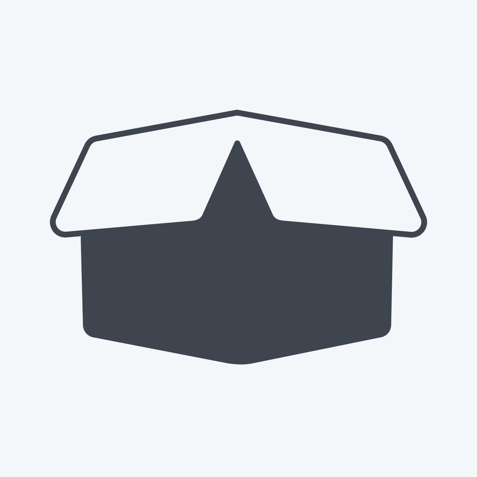 Box-Symbol im trendigen Glyphen-Stil isoliert auf weichem blauem Hintergrund vektor