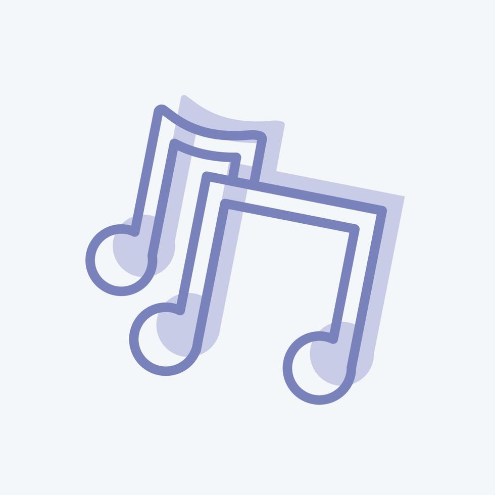 Musiknoten-Symbol im trendigen zweifarbigen Stil isoliert auf weichem blauem Hintergrund vektor