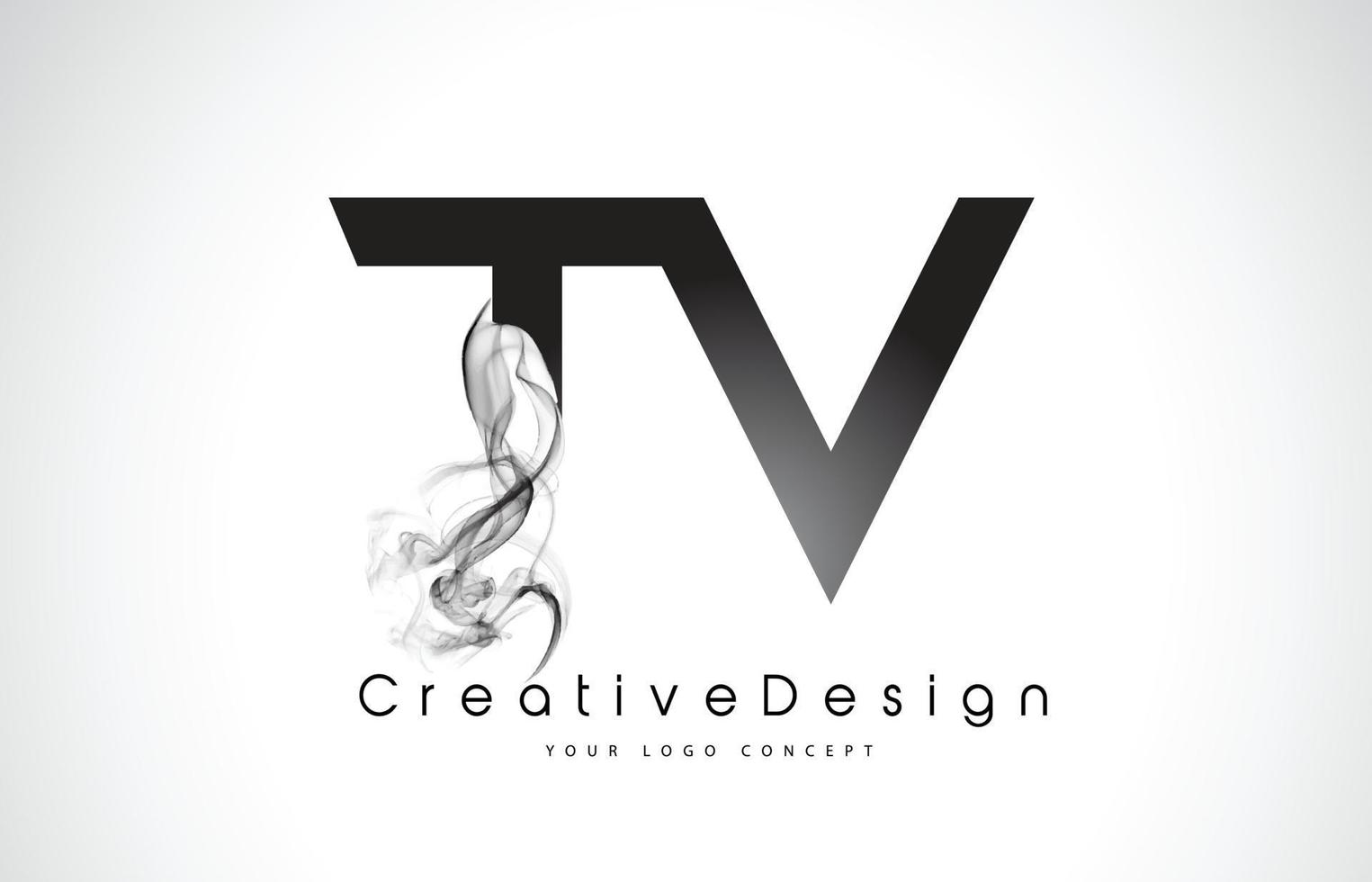 TV brev logotyp design med svart rök. vektor