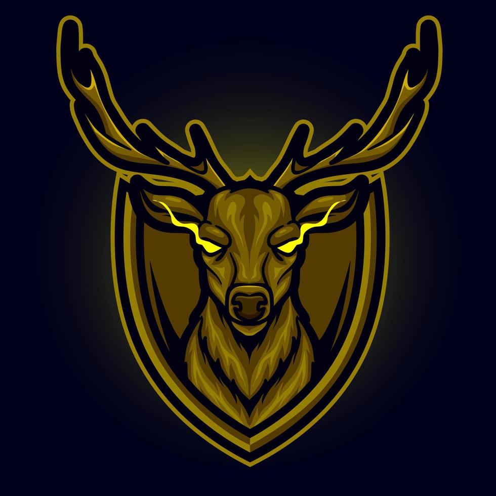 Kopf Hirsch Maskottchen Esports Logo Vektor-Illustration vektor