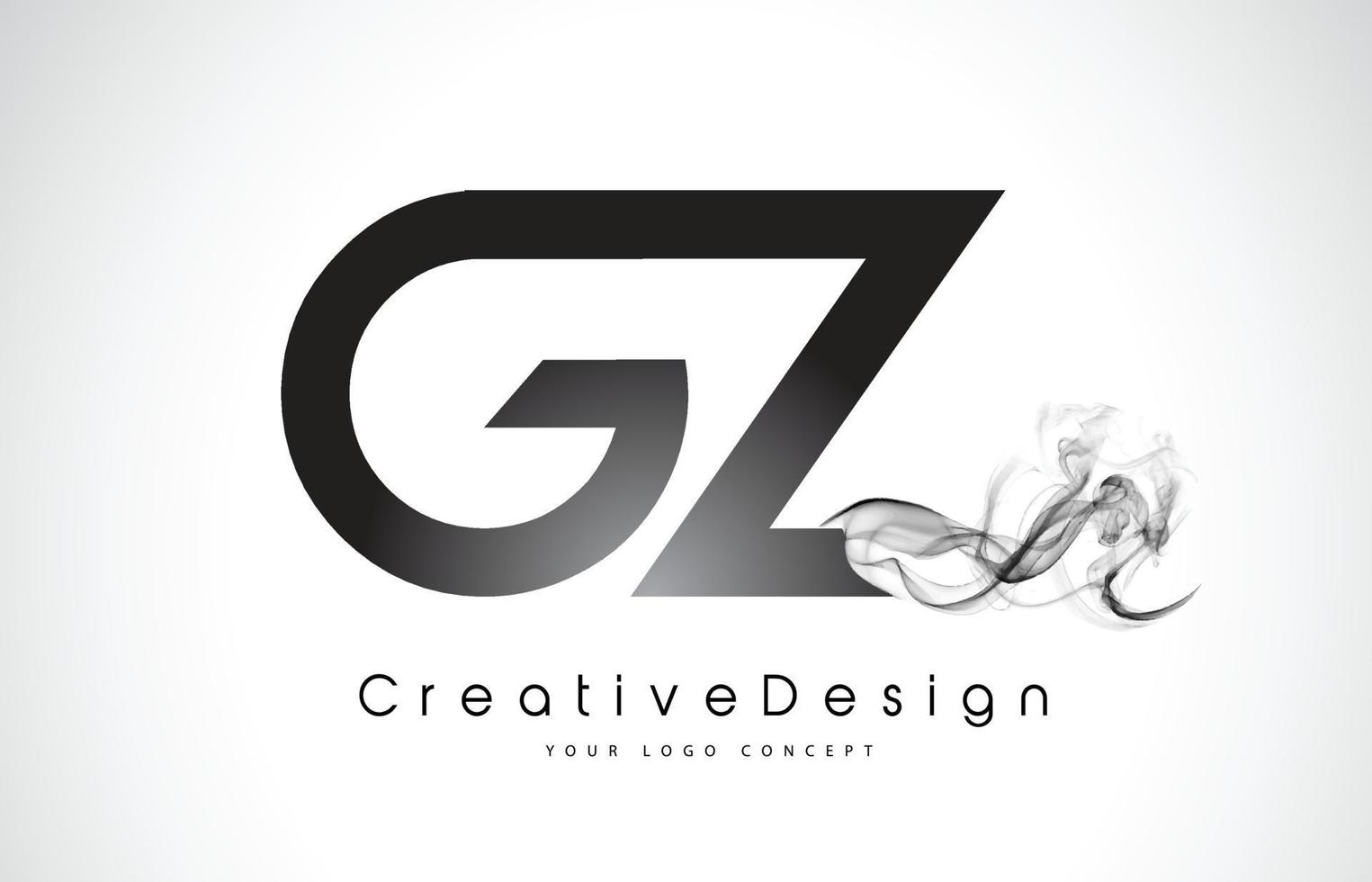 gz-Brief-Logo-Design mit schwarzem Rauch. vektor