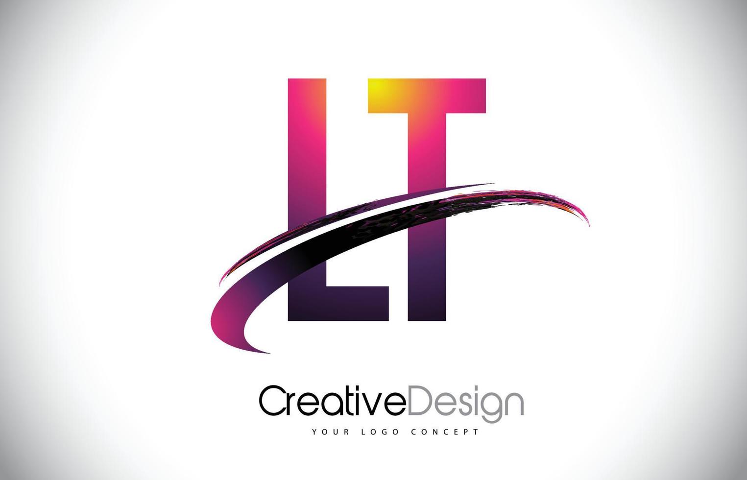 lt lt lila bokstavslogotyp med swoosh-design. kreativa magenta moderna bokstäver vektor logotyp.