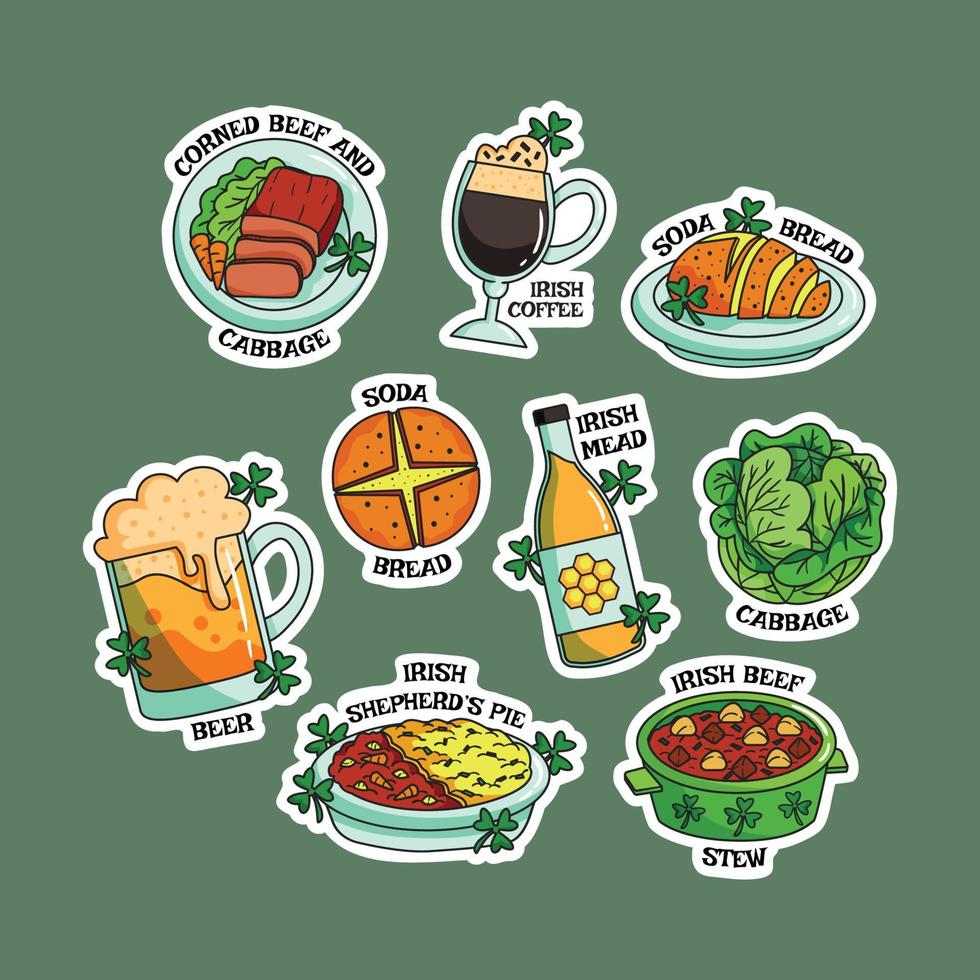 Saint Patrick Irish Food Sticker vektor