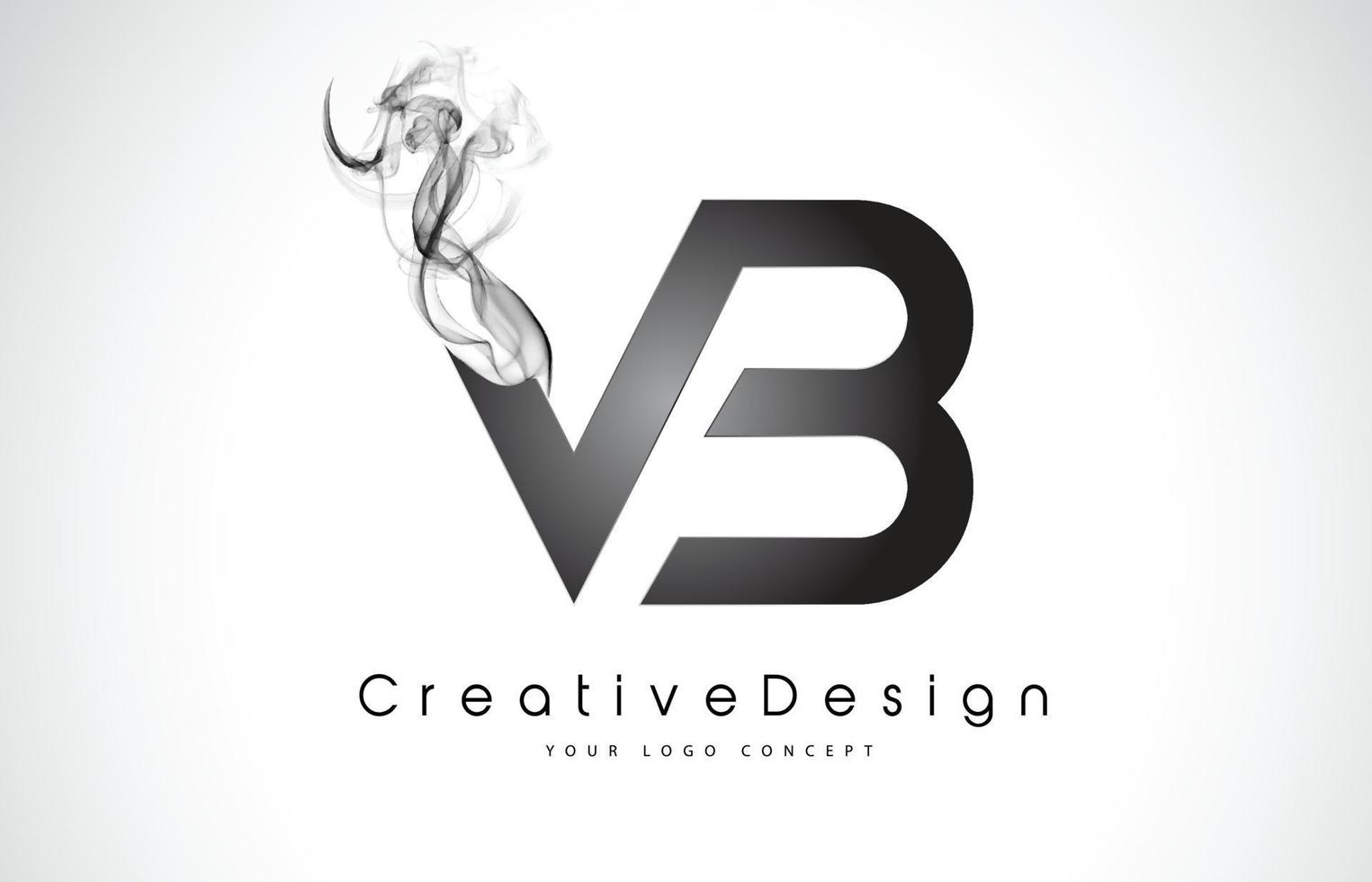 Vb-Brief-Logo-Design mit schwarzem Rauch. vektor