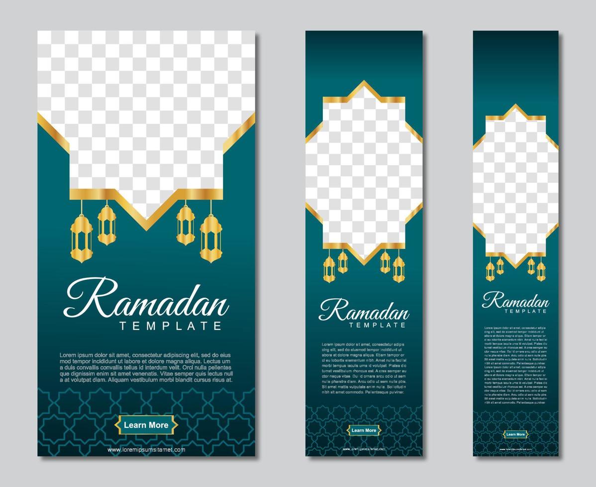 uppsättning ramadan webbbanners av standardstorlek med en plats för bilder. ramadan malldesign. vektor illustration