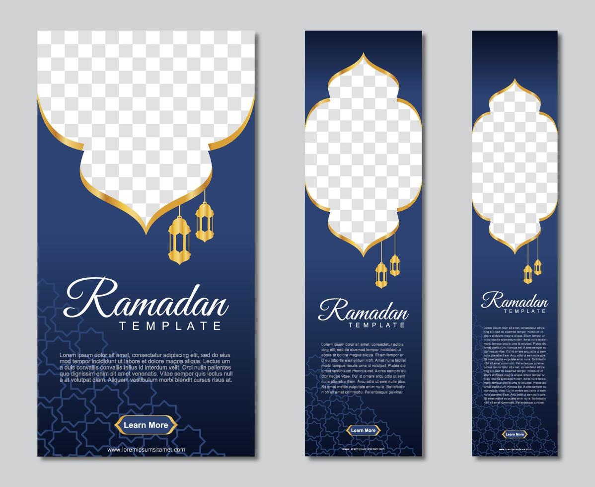 reihe von ramadan-webbannern in standardgröße mit einem platz für fotos. Ramadan-Vorlagendesign. Vektor-Illustration vektor