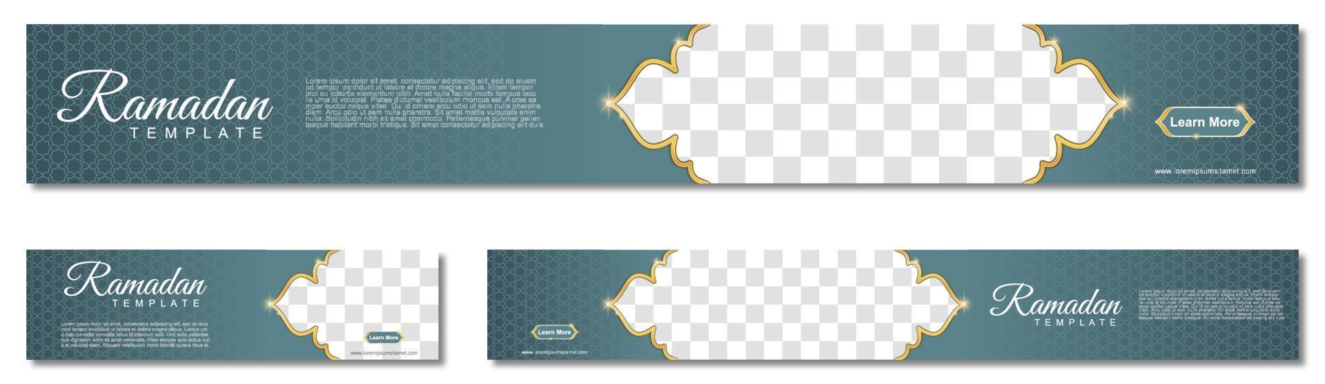 uppsättning ramadan webbbanners av standardstorlek med en plats för bilder. ramadan malldesign. vektor illustration