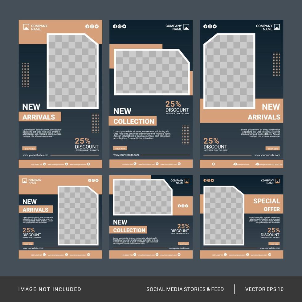 Vorlage für Social-Media-Beiträge und -Geschichten für Mode vektor
