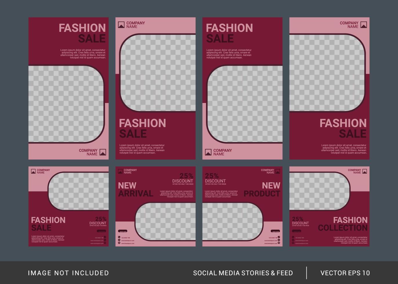 Vorlage für Social-Media-Beiträge und -Geschichten für Mode vektor