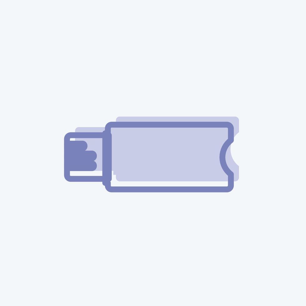 flash-enhet ikon i trendig tvåfärgad stil isolerad på mjuk blå bakgrund vektor
