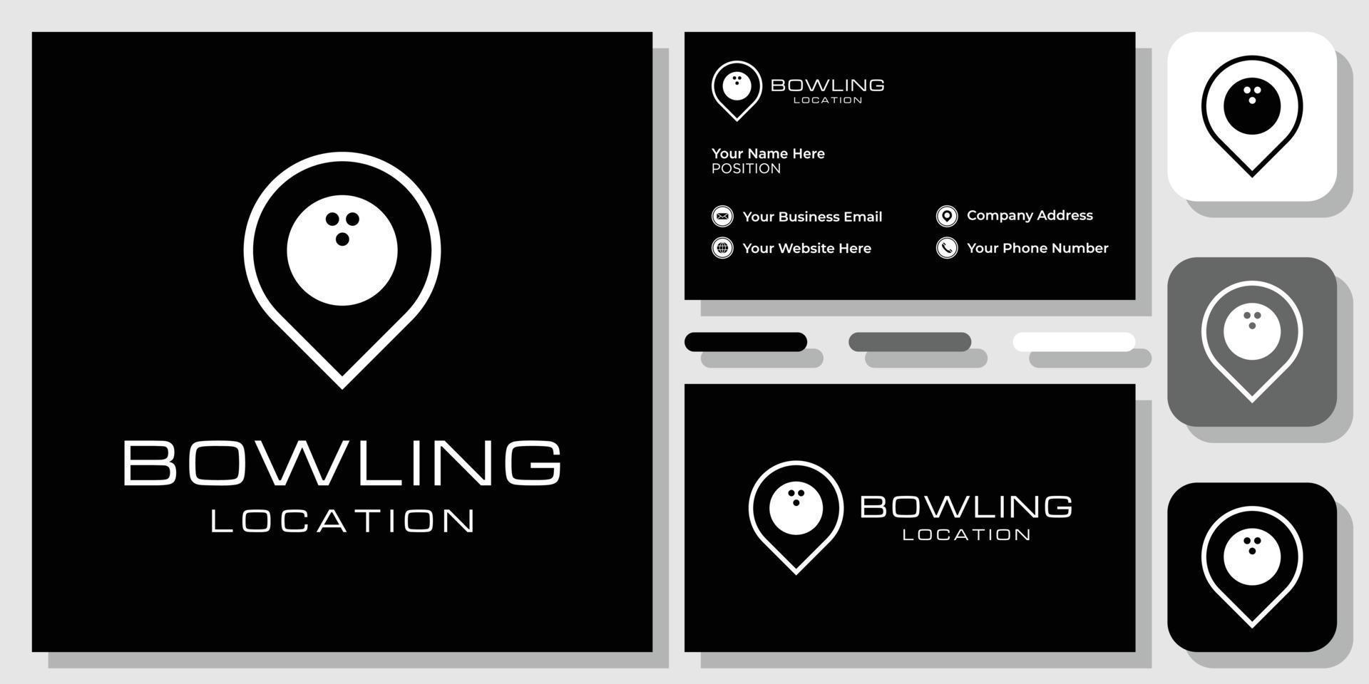 Bowling-Standortsymbol Platzspiel-Hobby-Aktivität mit Visitenkartenvorlage vektor