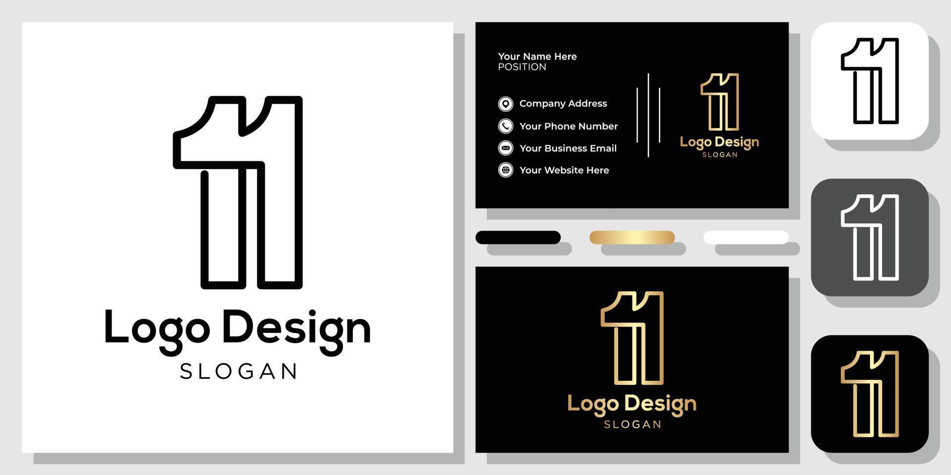 Logodesign Nummer 11 Schwarzgold mit Visitenkartenvorlage vektor