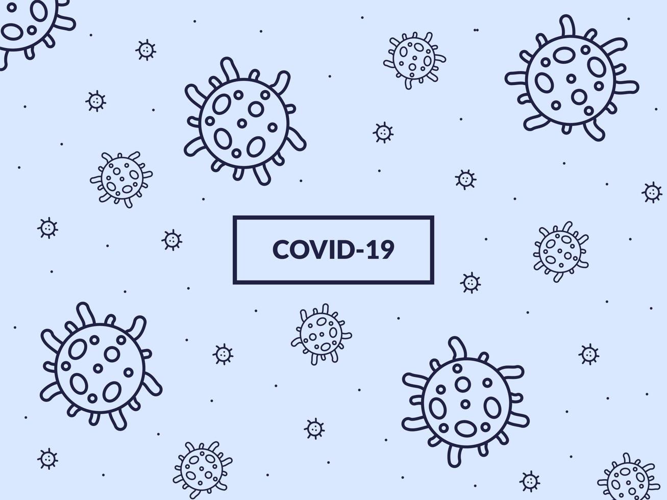 Virus- oder Bakterienhintergrundmuster mit blauem Hintergrund und mit sich ausbreitenden Symbolen vektor