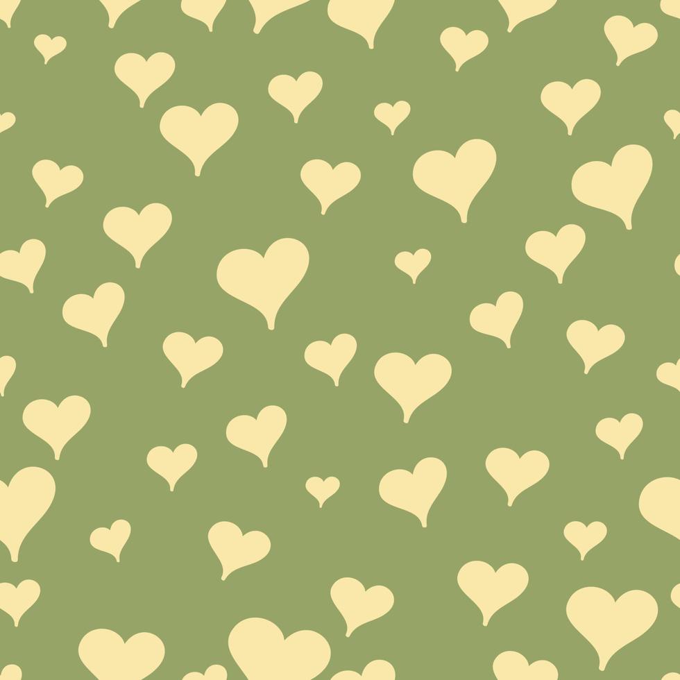 små hjärtan på grön bakgrund seamless mönster. söta små hjärtan i seamless mönster. vektor