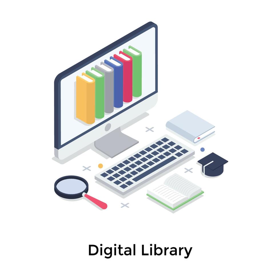 koncept för digitalt bibliotek vektor